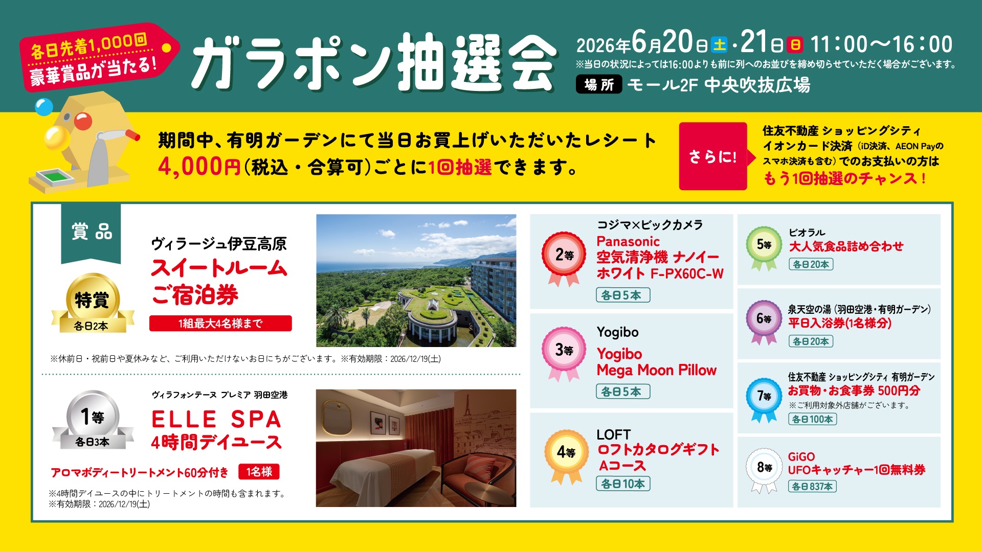 有明ガーデン「6周年祭｜豪華賞品が当たる！ガラポン抽選会」開催