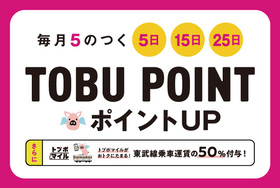5のつく日は東武カードやTOBUPOINTアプリのご提示だけでお得にポイントがたまる！